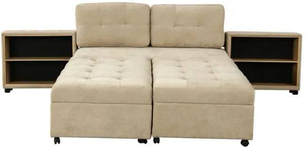 Merax Chenille Sofa Bed Modular Sofa Free-combined Sofa with 2 Storage Racks