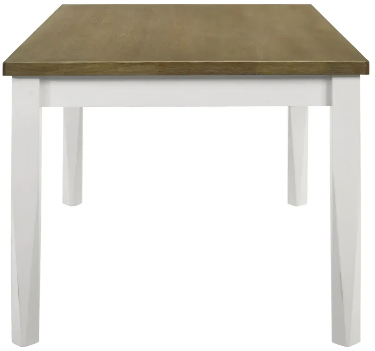 Tonie Dining Table, Brushed Brown, White Wood, Rectangular 59 Inch - Benzara