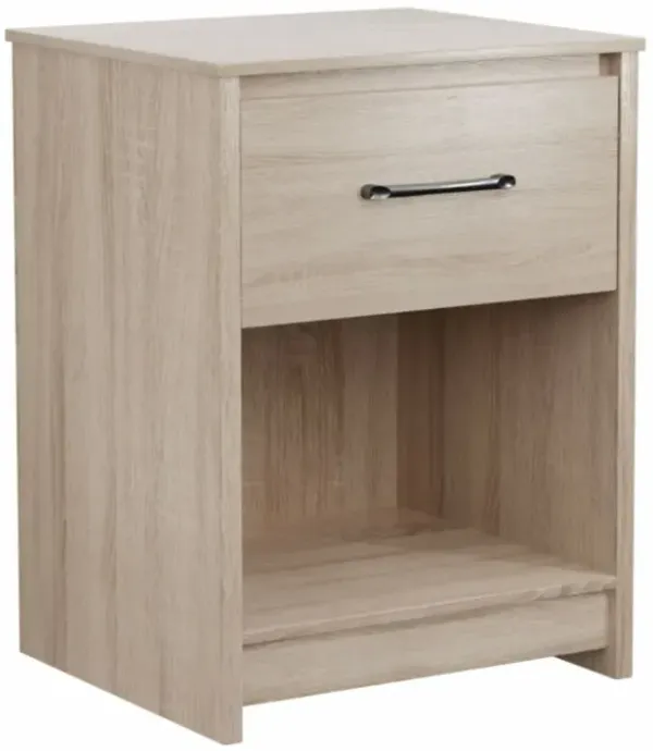 Hivago Wooden Nightstand with Drawer and Open Storage Compartment