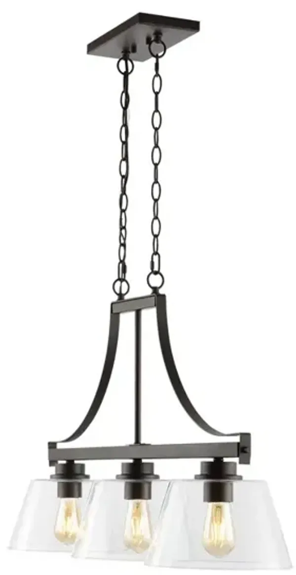 Jayden 3-Light Industrial Farmhouse Iron/Glass Linear LED Pendant