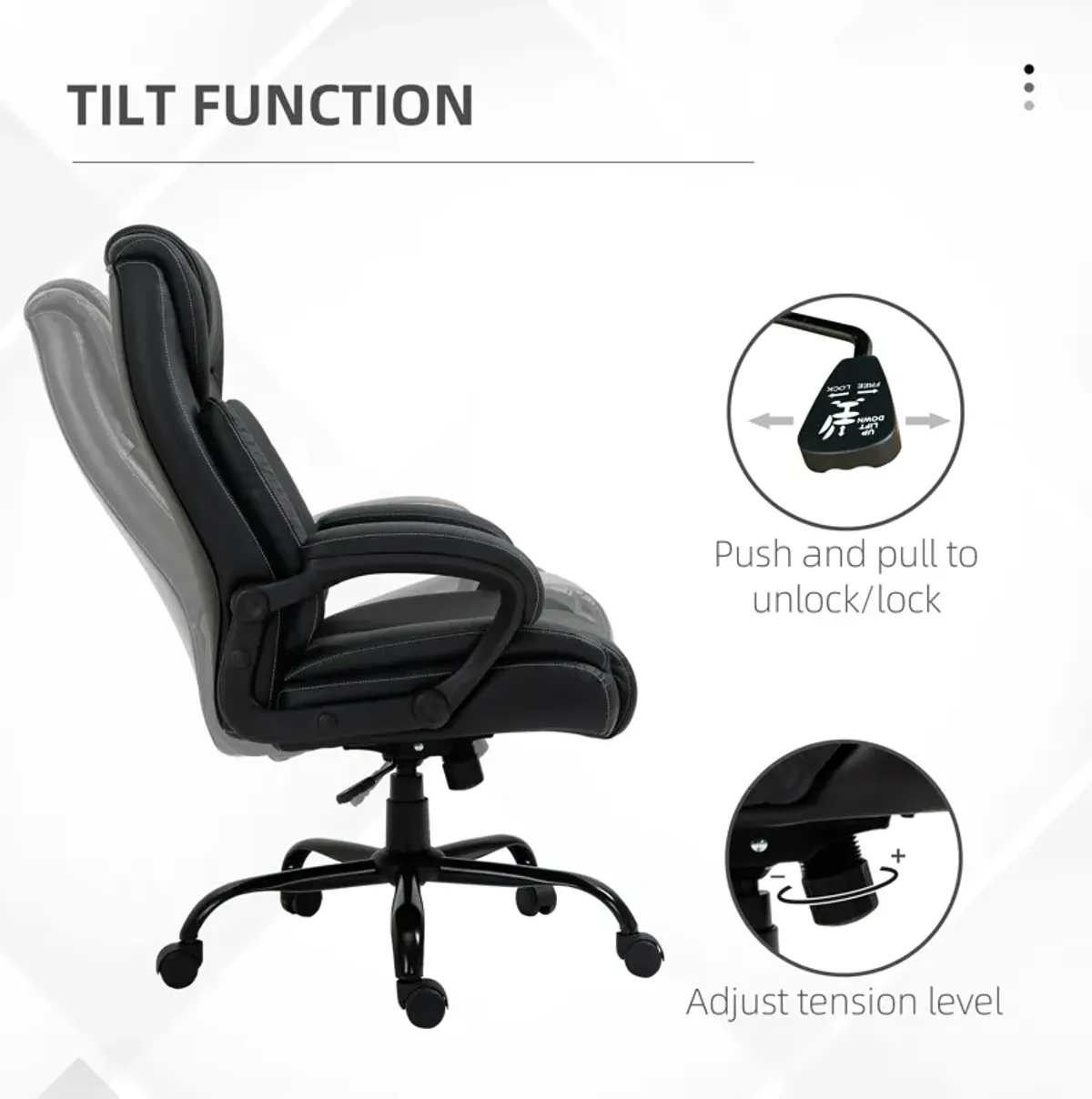 Black Executive Giant: 400lbs Capacity High Back PU Leather Office Chair