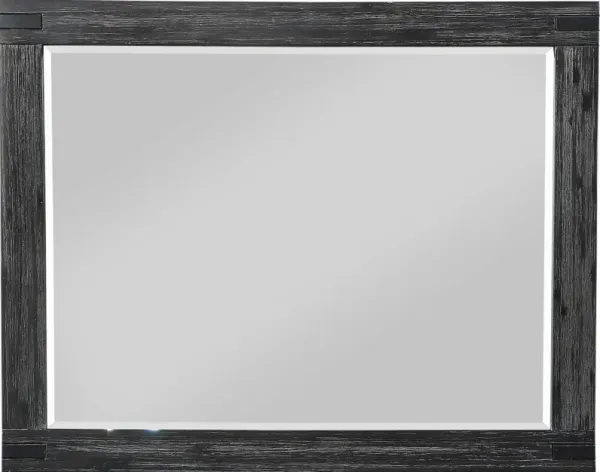 Meadow Solid Wood Beveled Glass Solid Wood Mirror in Graphite
