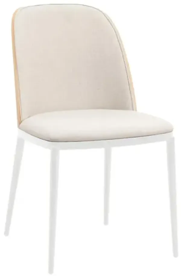 LeisureMod Dining Side Chair with Velvet Seat and White Powder-Coated Steel Frame