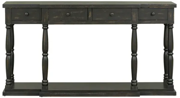 Merax Retro Senior Console Table for Hallway Living Room Bedroom with 4 Front Facing Storage Drawers and 1 Shelf