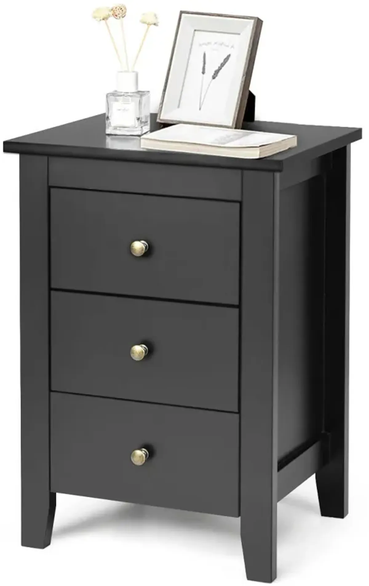 Nightstand End Beside Table Drawers Modern Storage Bedroom Furniture