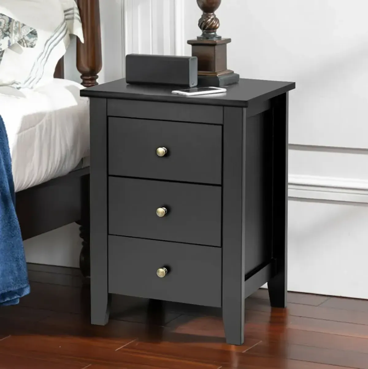 Nightstand End Beside Table Drawers Modern Storage Bedroom Furniture