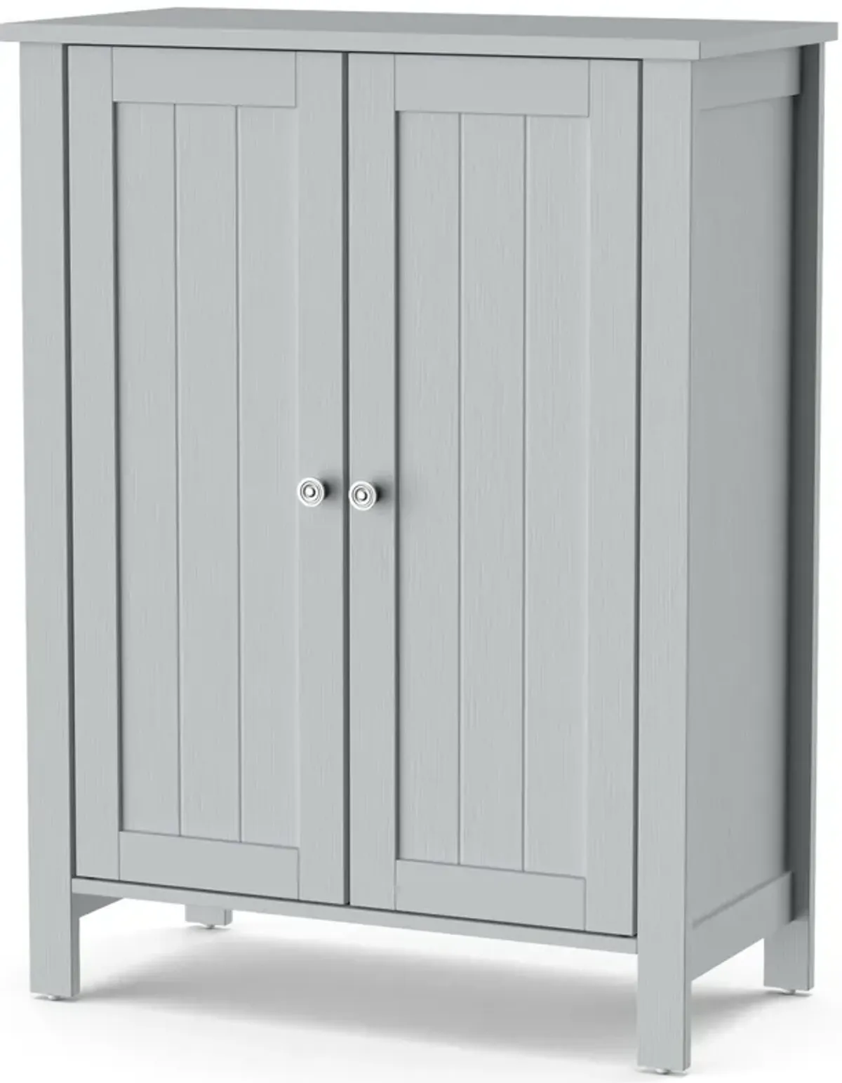 Costway 2-Door Bathroom Floor Storage Cabinet Space Saver Organizer White