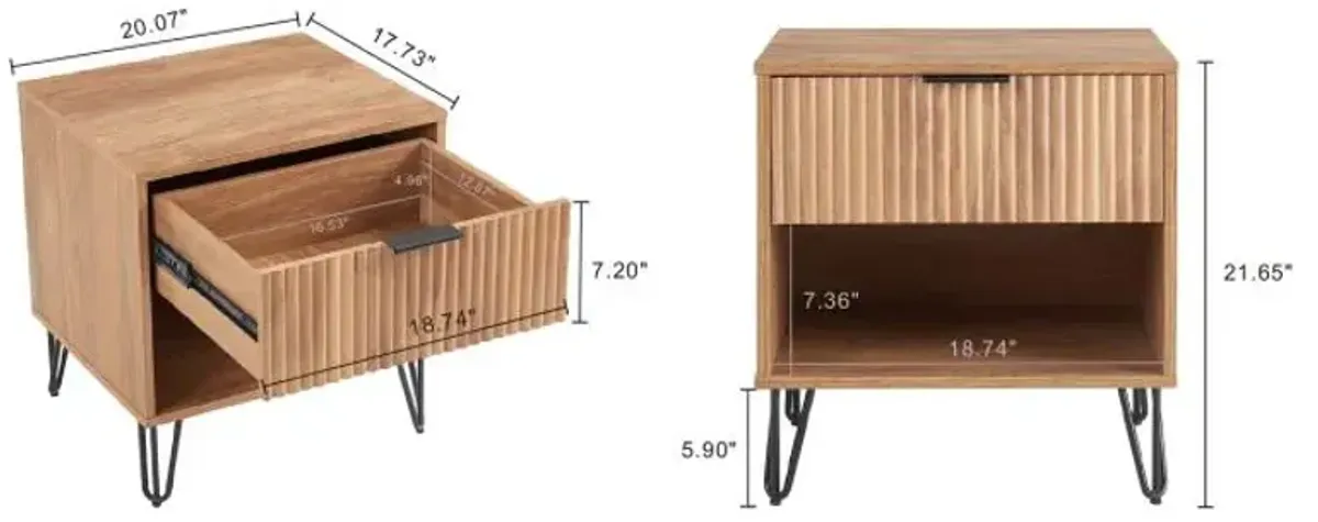 Dumbo 1-Drawer Nightstands in Brown (Set of 2)