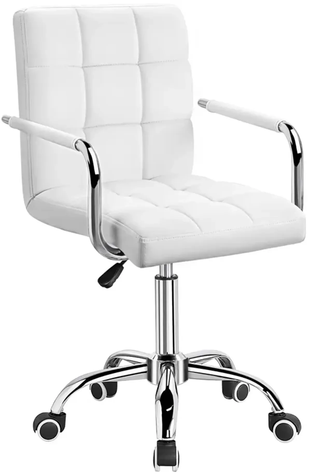 Furmax Mid-Back Office Task Chair Ribbed PU Leather Executive Modern Adjustable Home Desk Retro Comfortable Work Chair 360 Degre