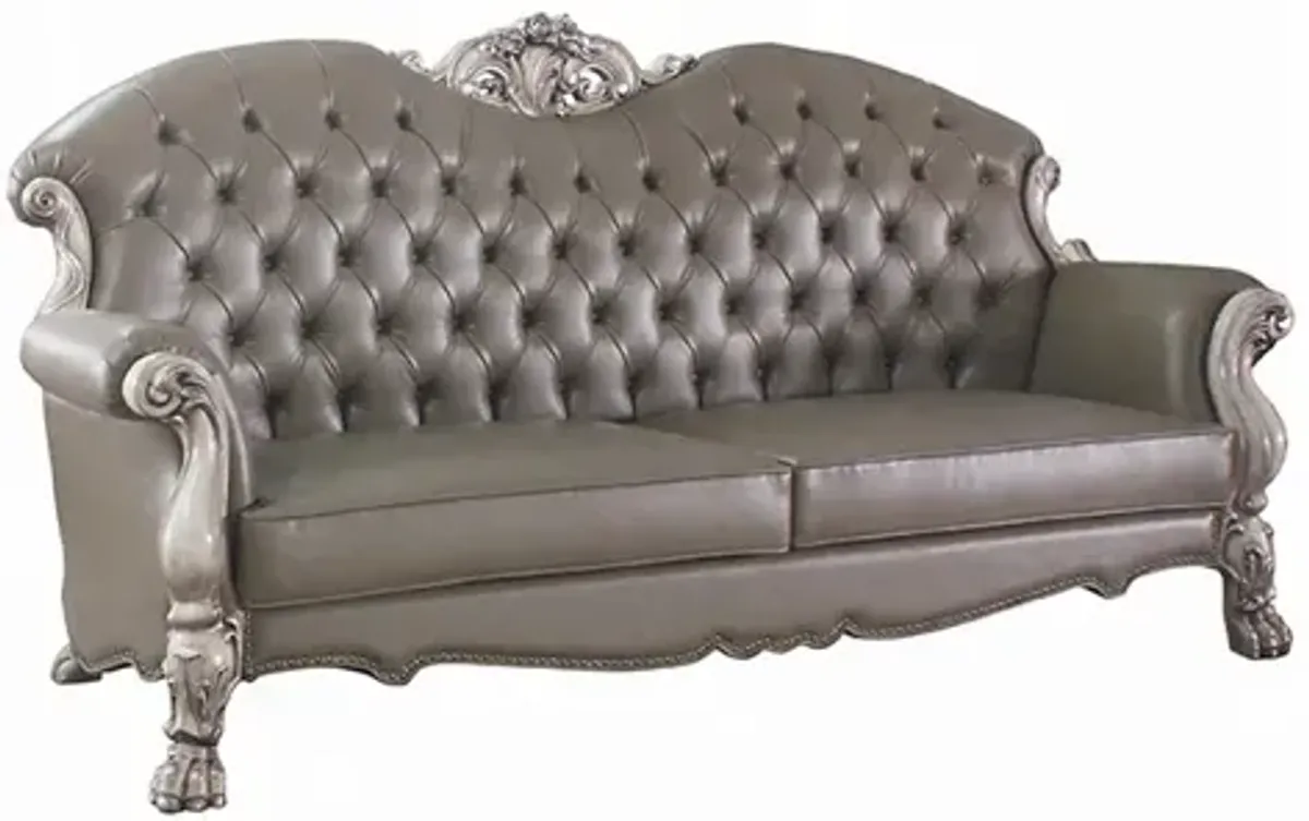 Vintage Bone White Sofa -With 5 Pillows , Hand Carved Luxurious traditional design for an elegant and cozy royal living room