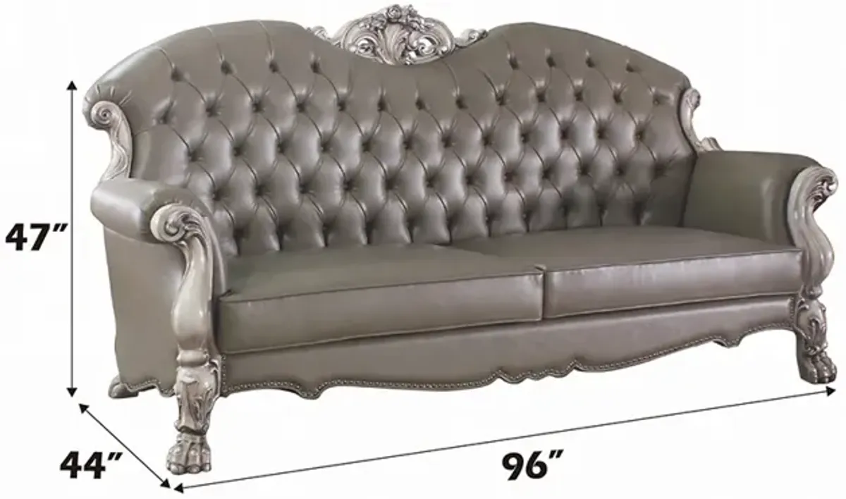 Vintage Bone White Sofa -With 5 Pillows , Hand Carved Luxurious traditional design for an elegant and cozy royal living room