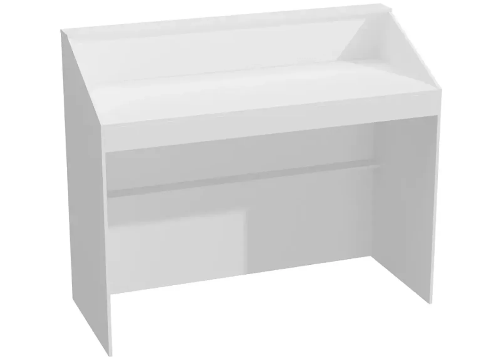 FUFU&GAGA Modern White Desk with Raised Shelf and Spacious Work Surface (47.2" W x 39.4" H x 19.7" D),White