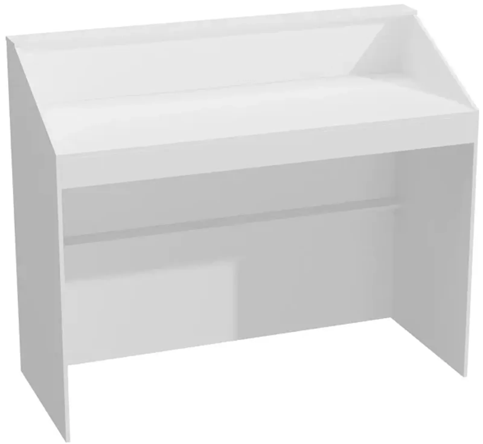 FUFU&GAGA Modern White Desk with Raised Shelf and Spacious Work Surface (47.2" W x 39.4" H x 19.7" D),White