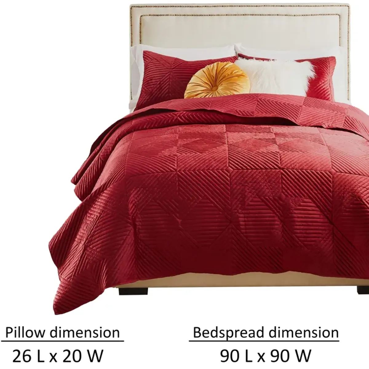 Ahab 3pc Full to Queen Quilt and Pillow Sham Set, Red Dutch Velvet Face