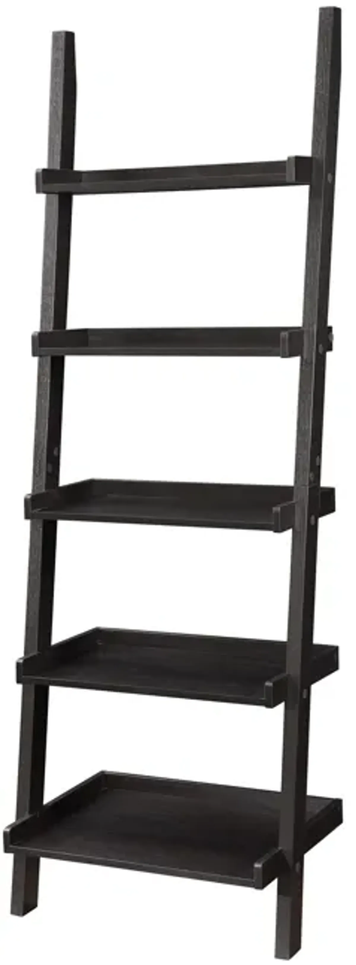 Sleek Wooden Ladder Bookcase with 5 Shelves, Brown-Benzara