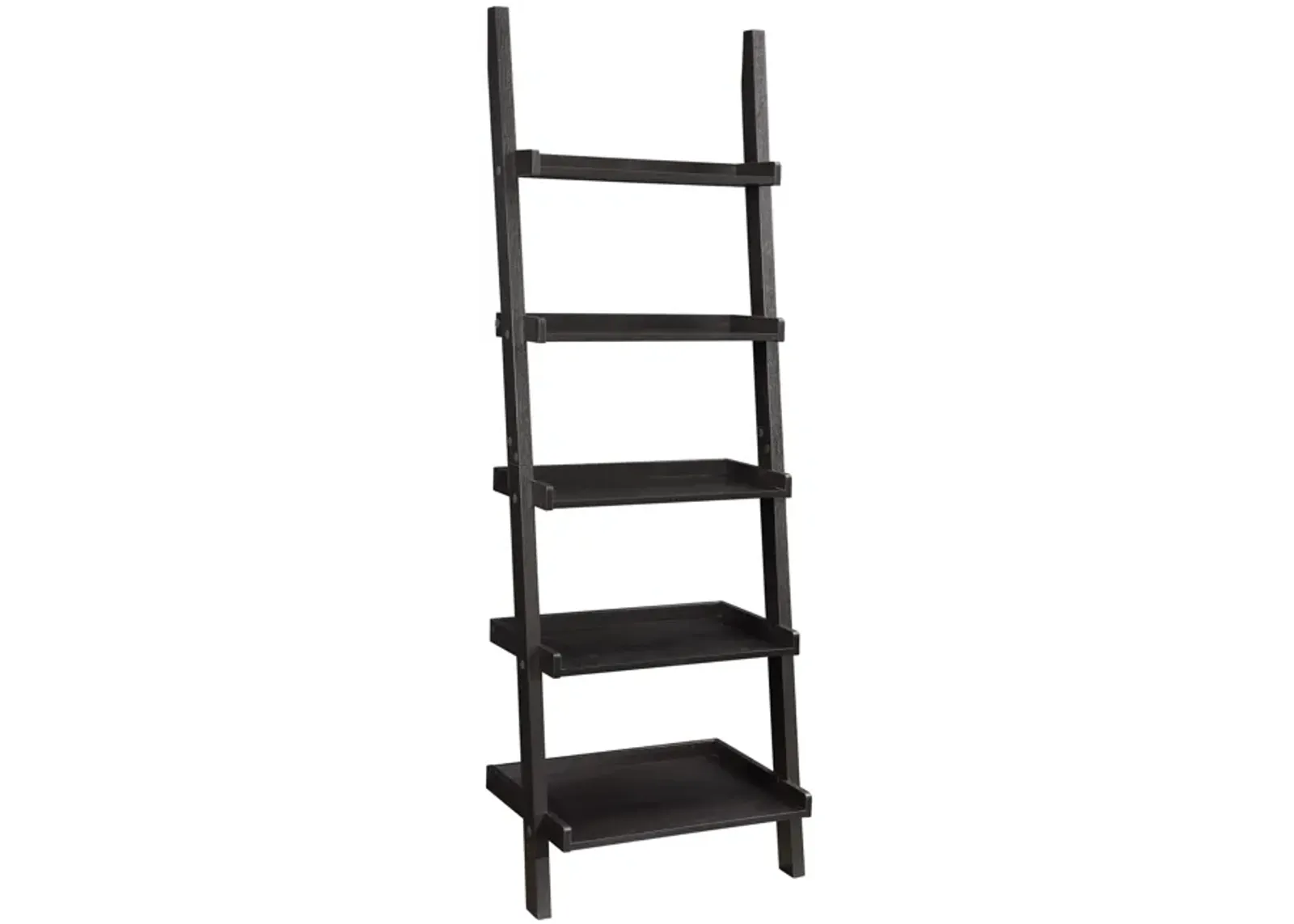 Sleek Wooden Ladder Bookcase with 5 Shelves, Brown-Benzara