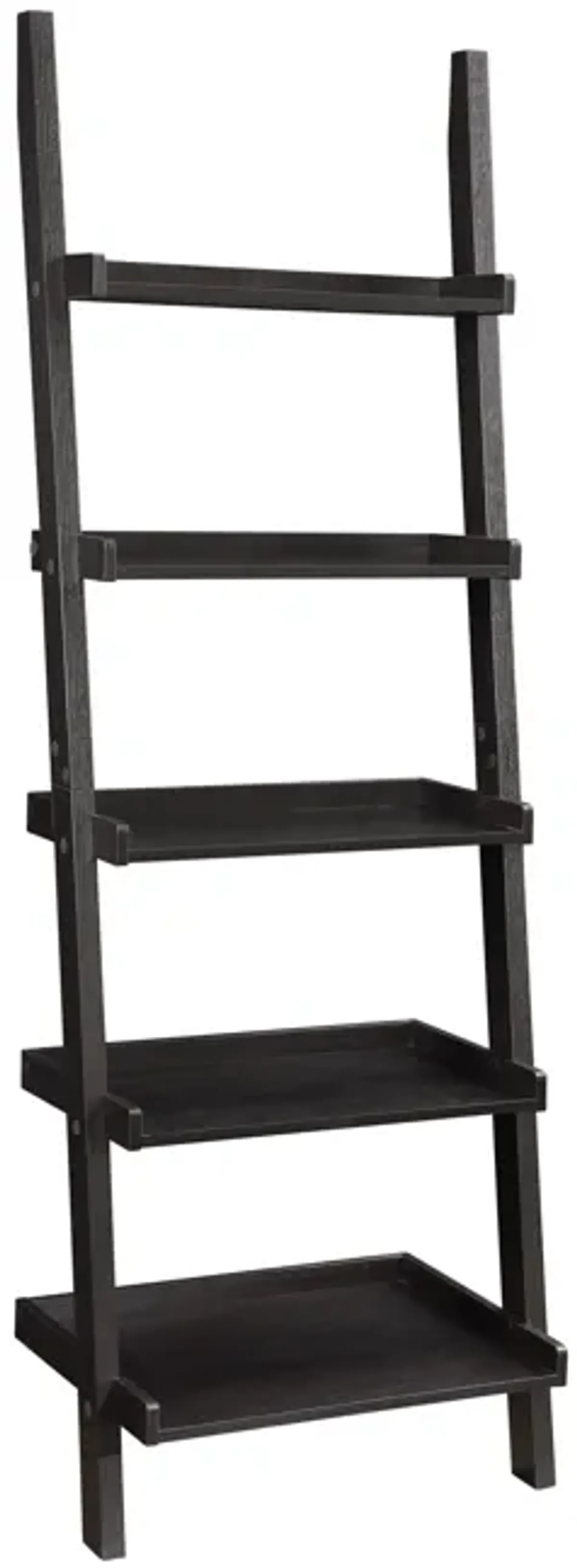 Sleek Wooden Ladder Bookcase with 5 Shelves, Brown-Benzara