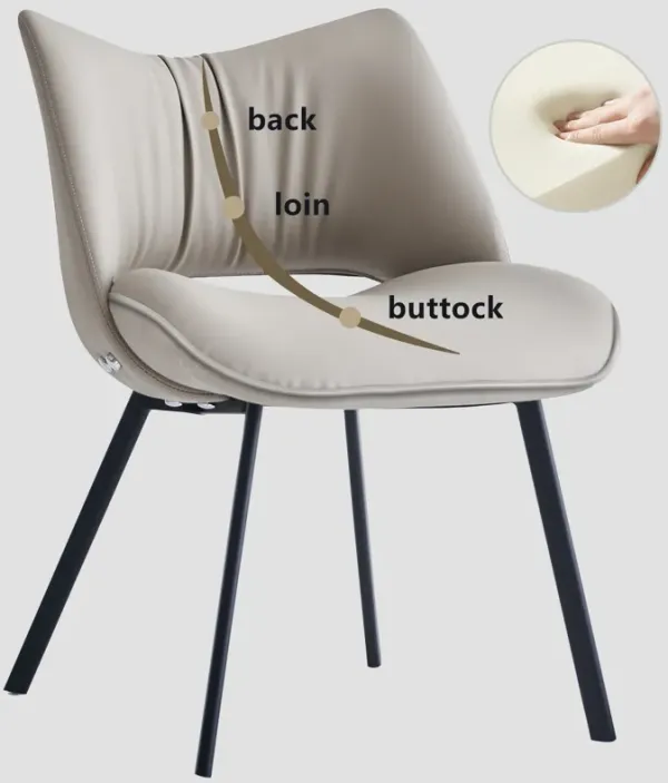 Faux Leather Dining Chair No Arms 2-piece 19.6" Gray