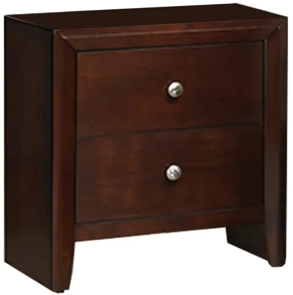 24 Inches 2 Drawer Wooden Nightstand with Metal Pulls, Brown-Benzara