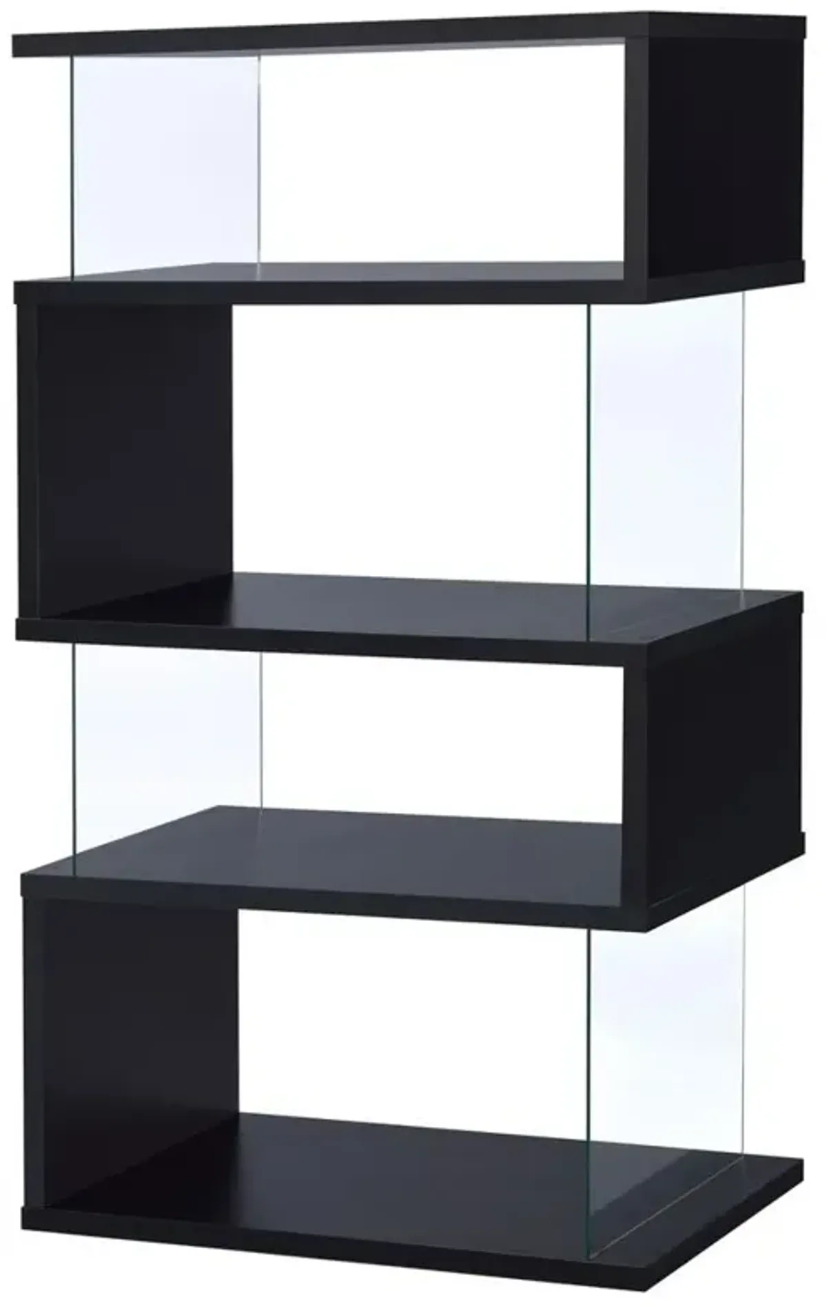 Emelle 4-tier Bookcase Black and Clear