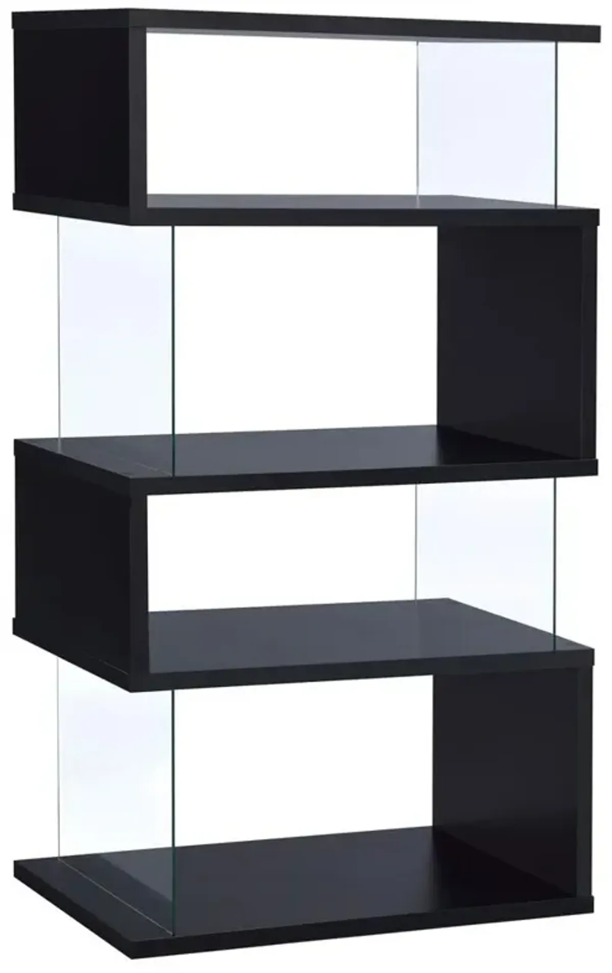 Emelle 4-tier Bookcase Black and Clear