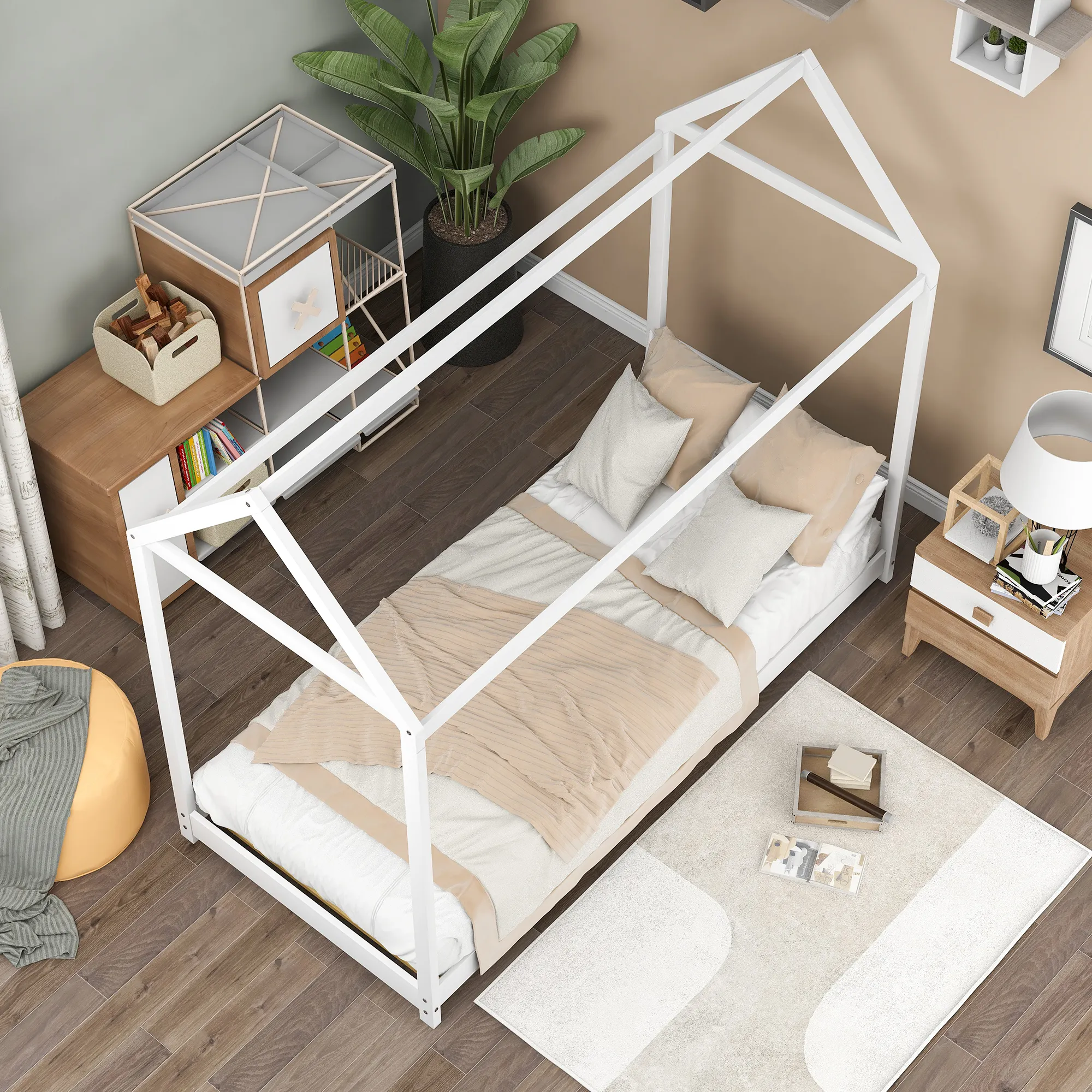 Merax Twin Size Wooden House Bed