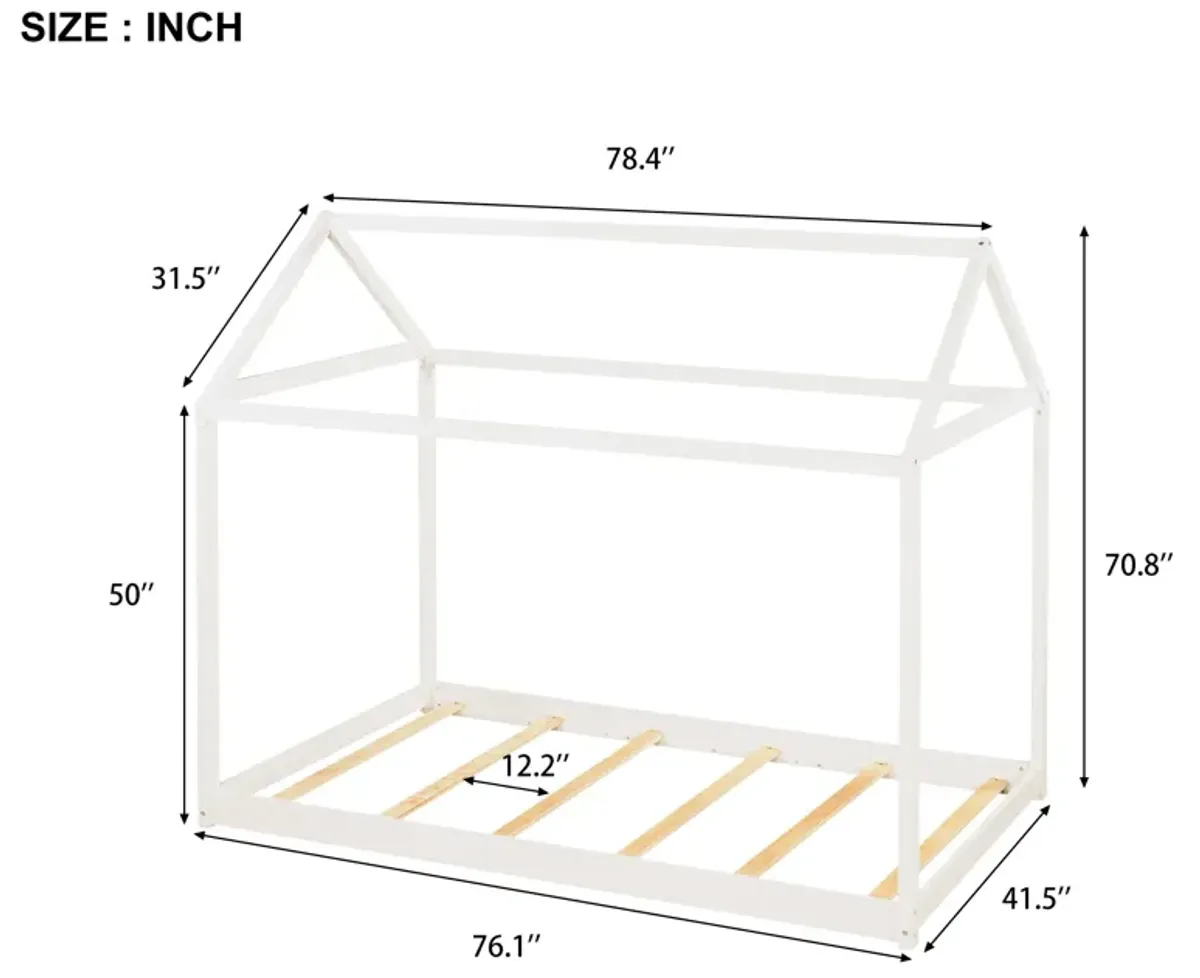 Merax Twin Size Wooden House Bed