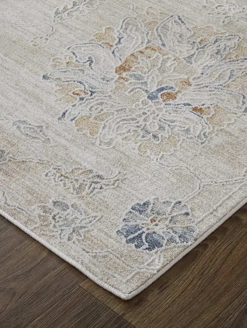 Pasha 39M9F 5' x 7'6" Taupe/Ivory/Blue Rug