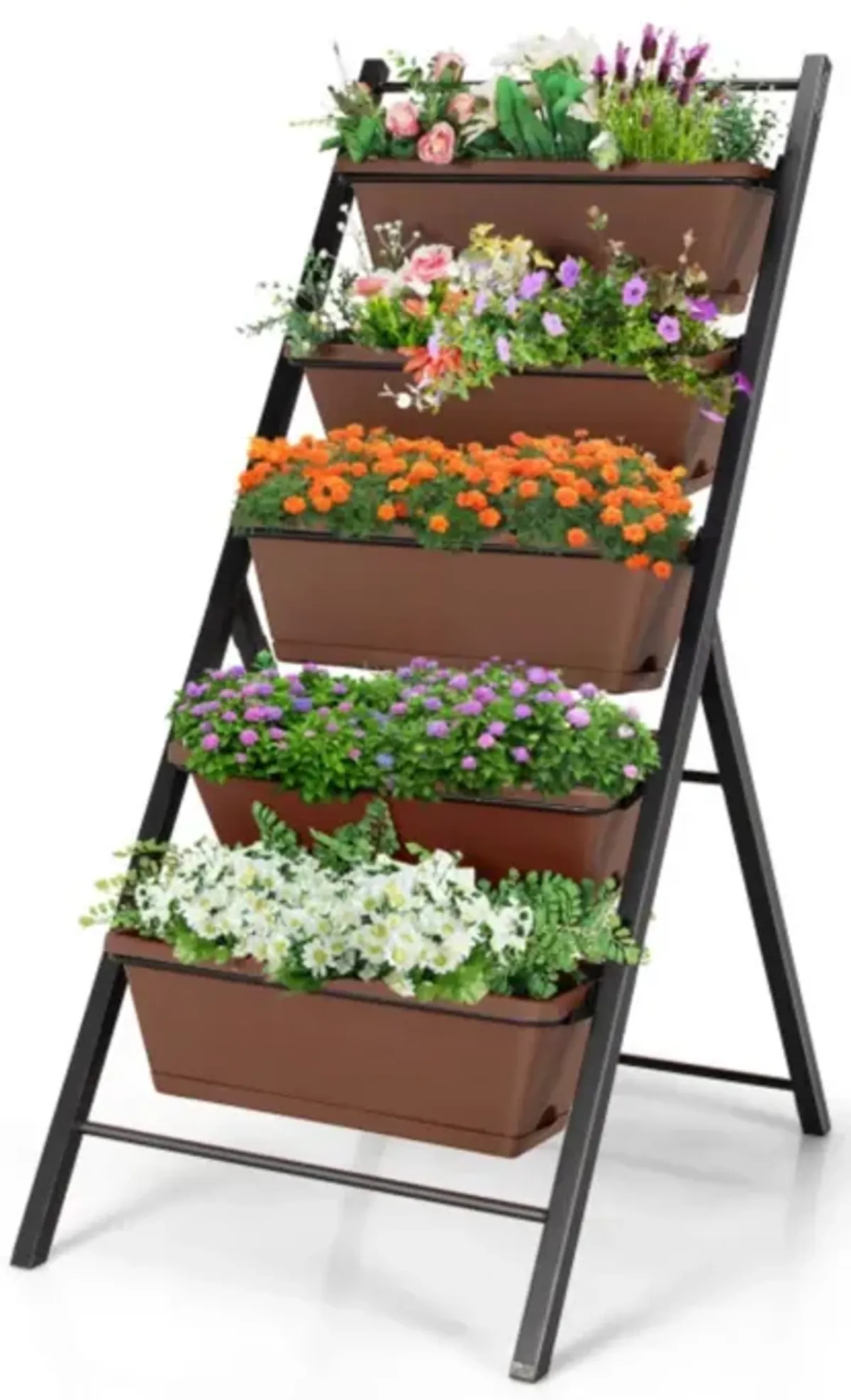 Hivvago 5-tier Vertical Garden Planter Box Elevated Raised Bed with 5 Container