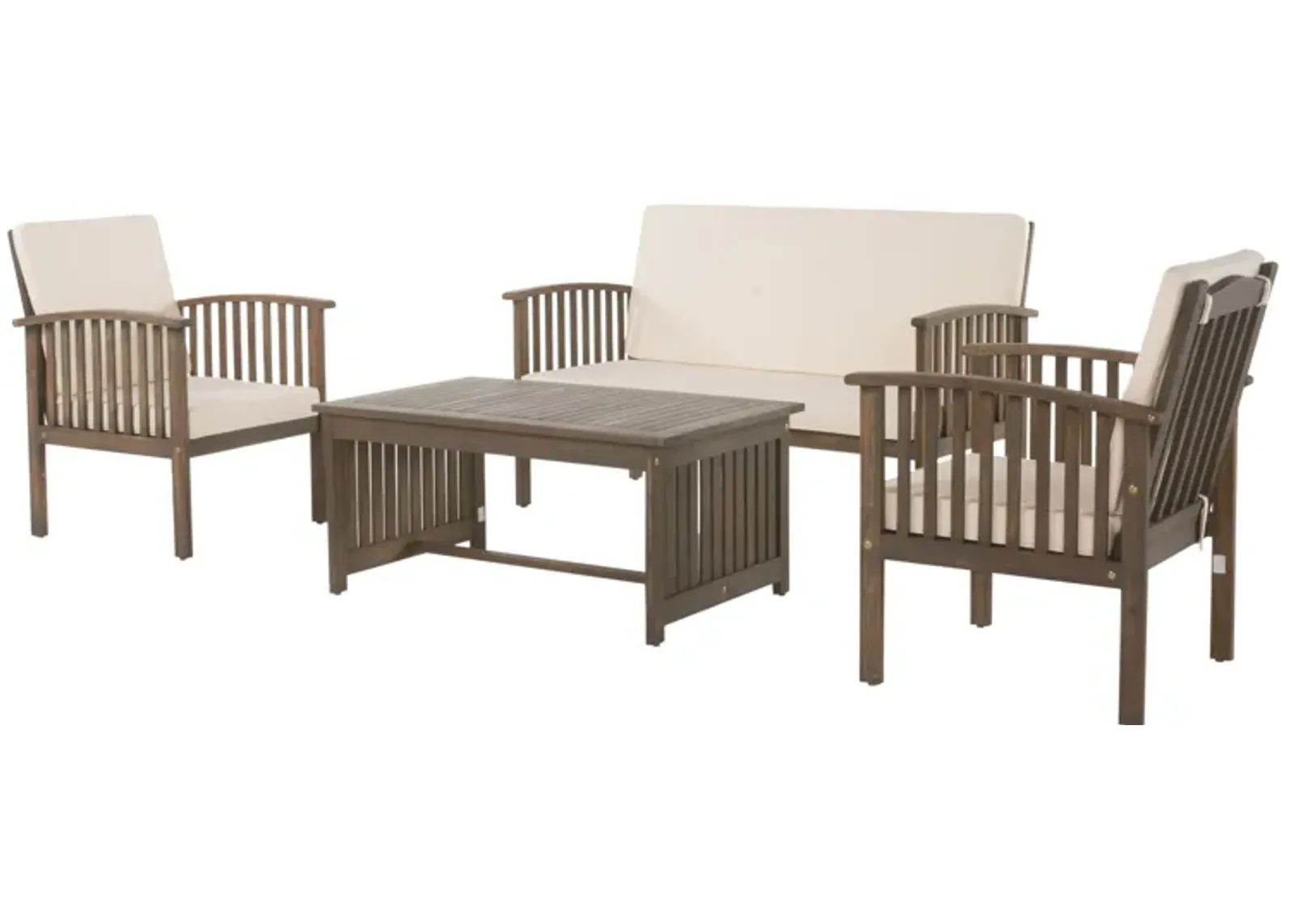 Merax Acacia Wood Sofa Table Set Outdoor Patio Chat Set