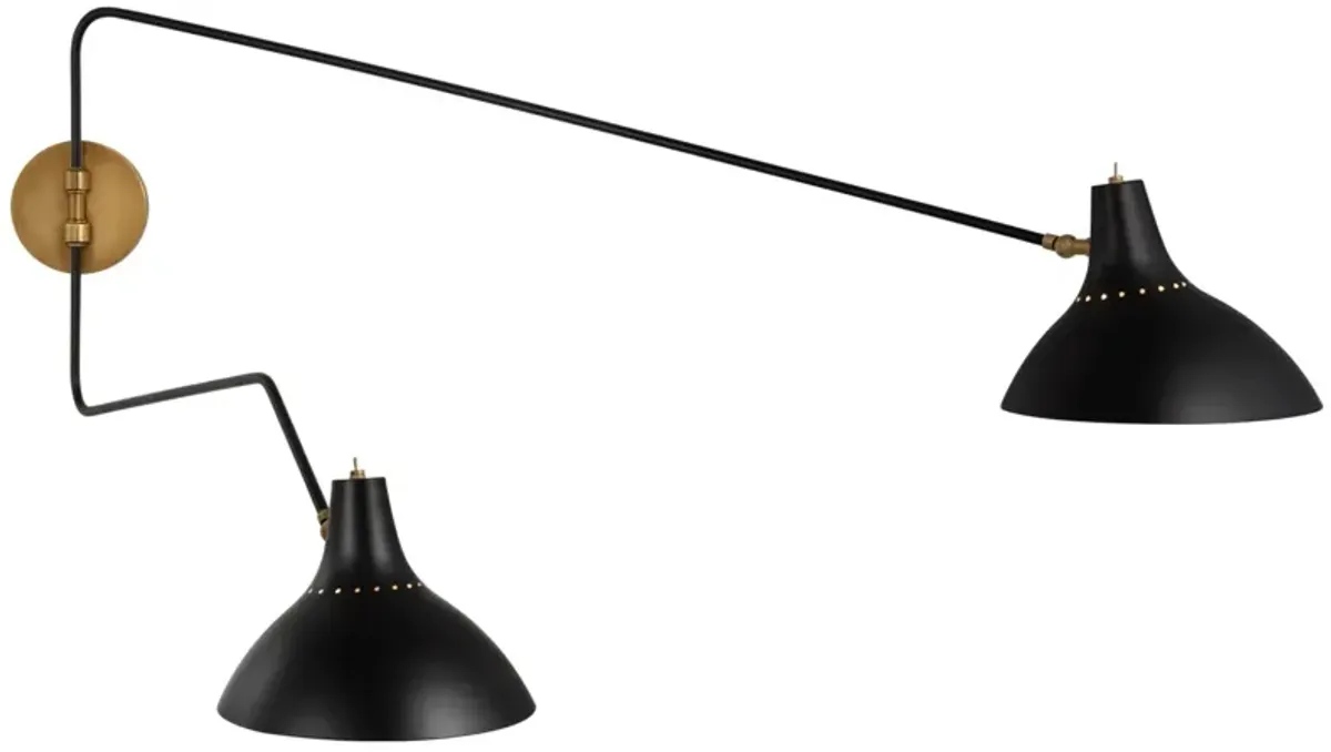 Charlton Large Double Wall Light in Black