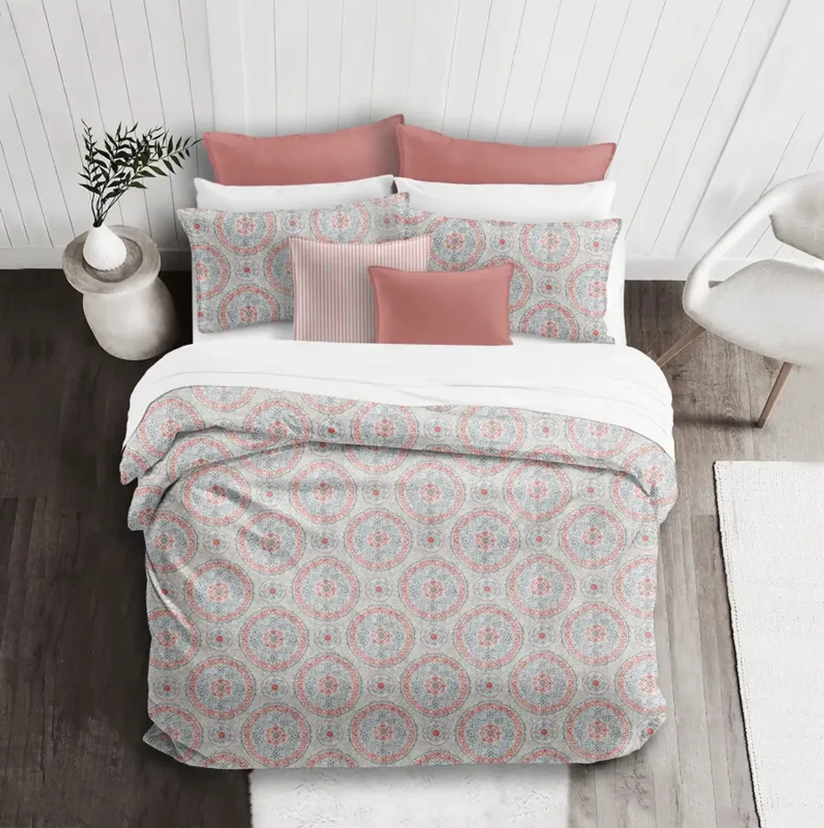 6ix Tailors Fine Linens Zayla Coral Duvet Cover Set