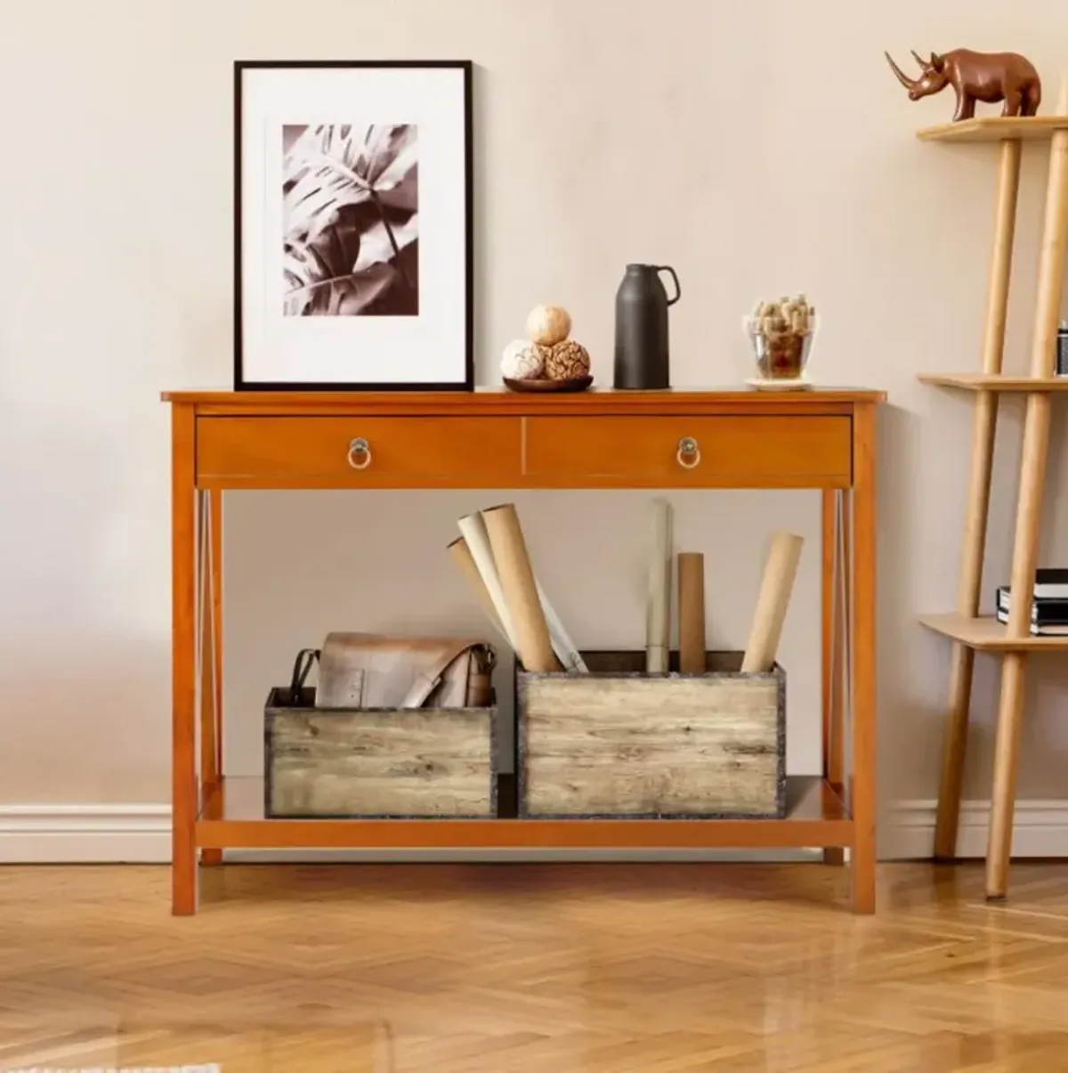 Hivvago Console Table with Drawer Storage Shelf for Entryway Hallway