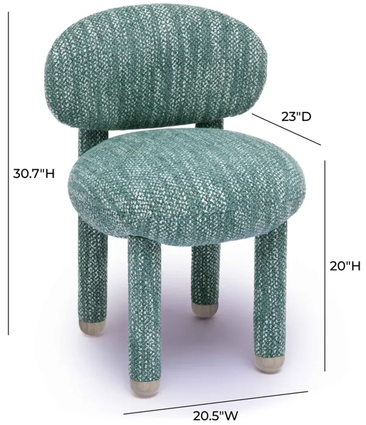 Manu Teal Knubby Performance Fabric Side Chair