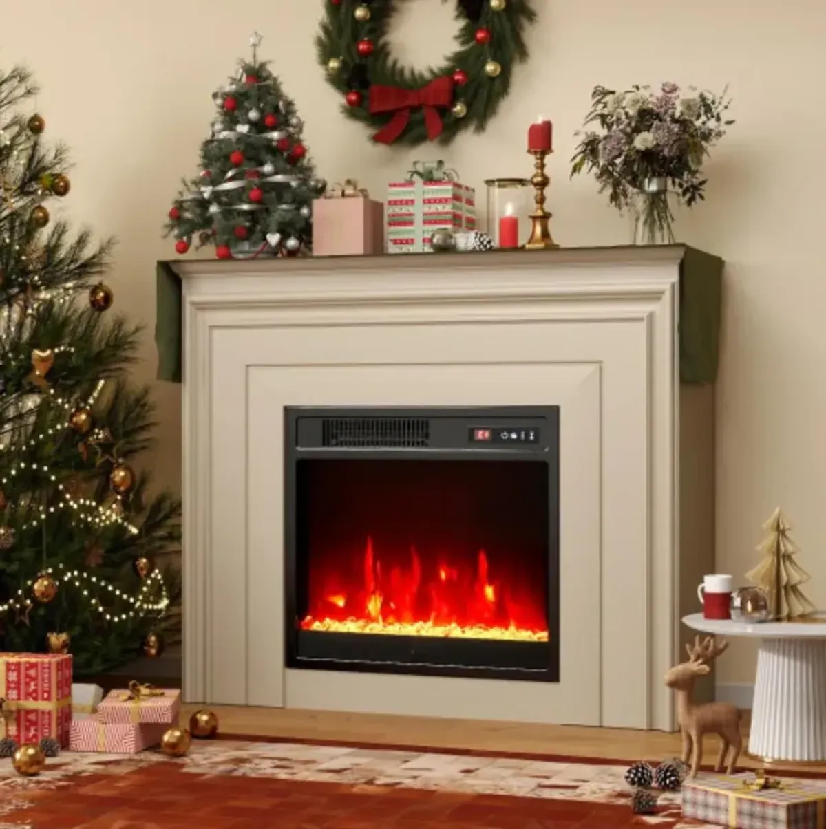 18 Inch Electric Fireplace Insert Fireplace Heater with Overheat Protection