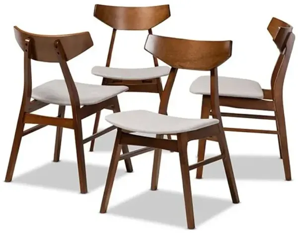 Walnut Brown Finished Wood 4-Piece Dining Chair Set