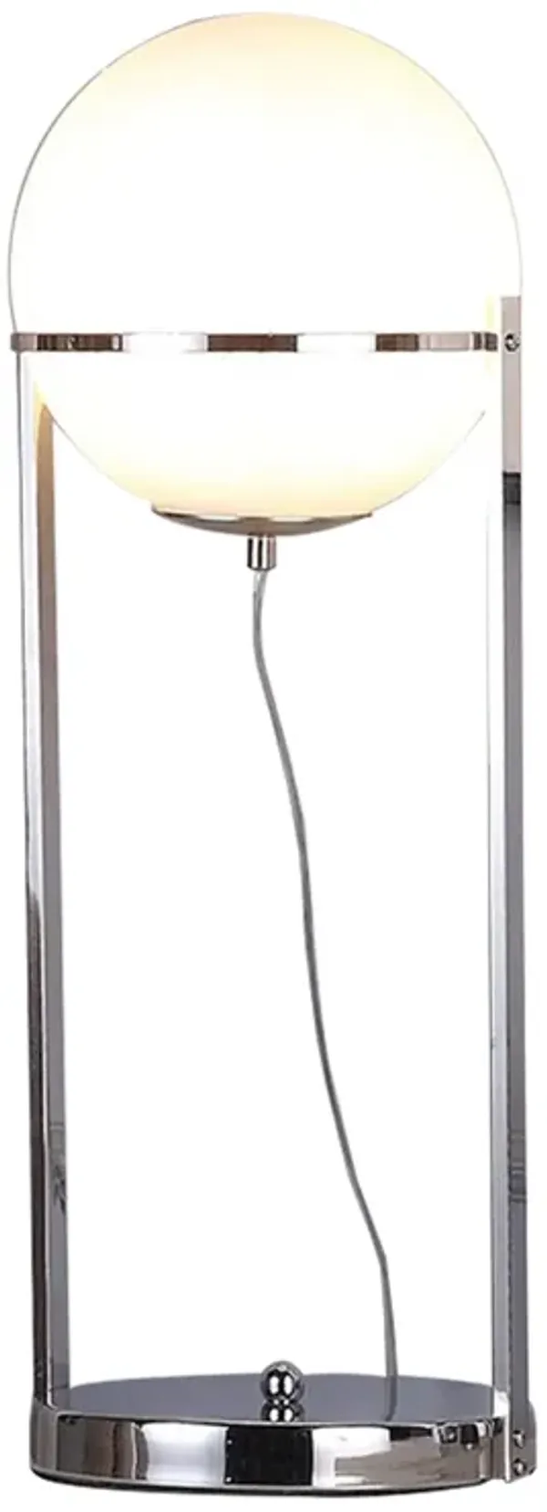 Jim 22 Inch Table Lamp, LED Light, Metal Body, Modern Globe Shade, Silver - Benzara
