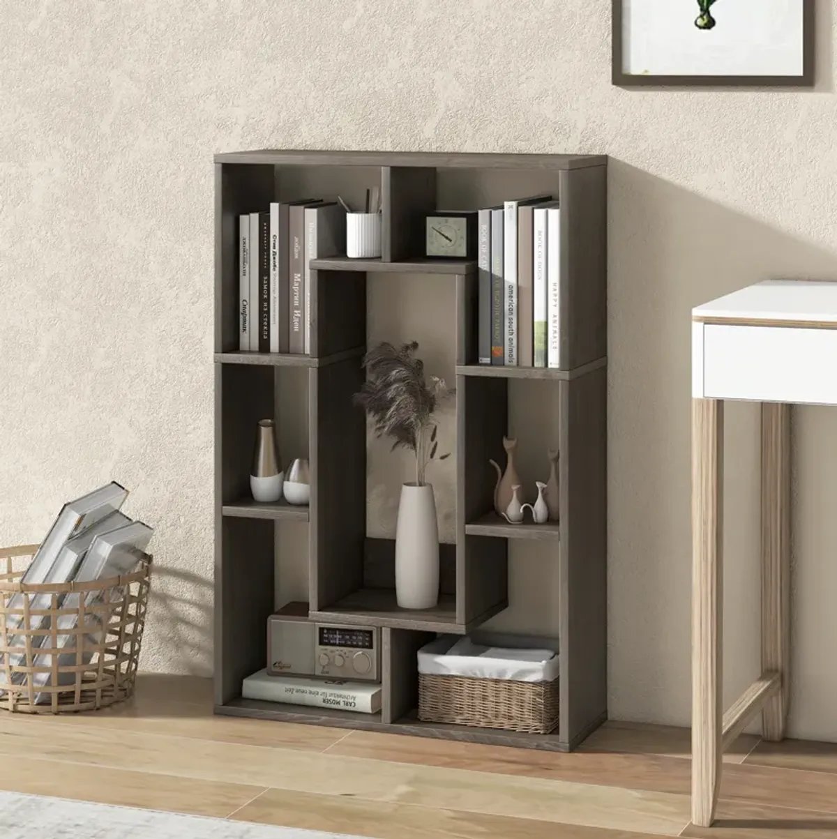 7-Cube Geometric Bookshelf Modern Decorative Open Bookcase