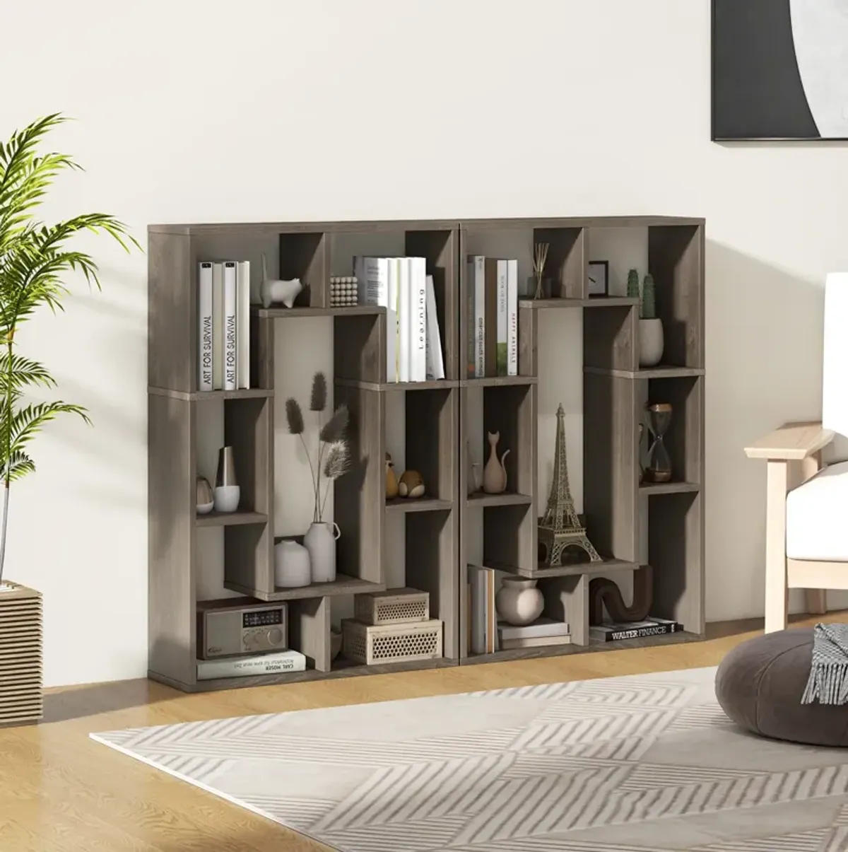 7-Cube Geometric Bookshelf Modern Decorative Open Bookcase