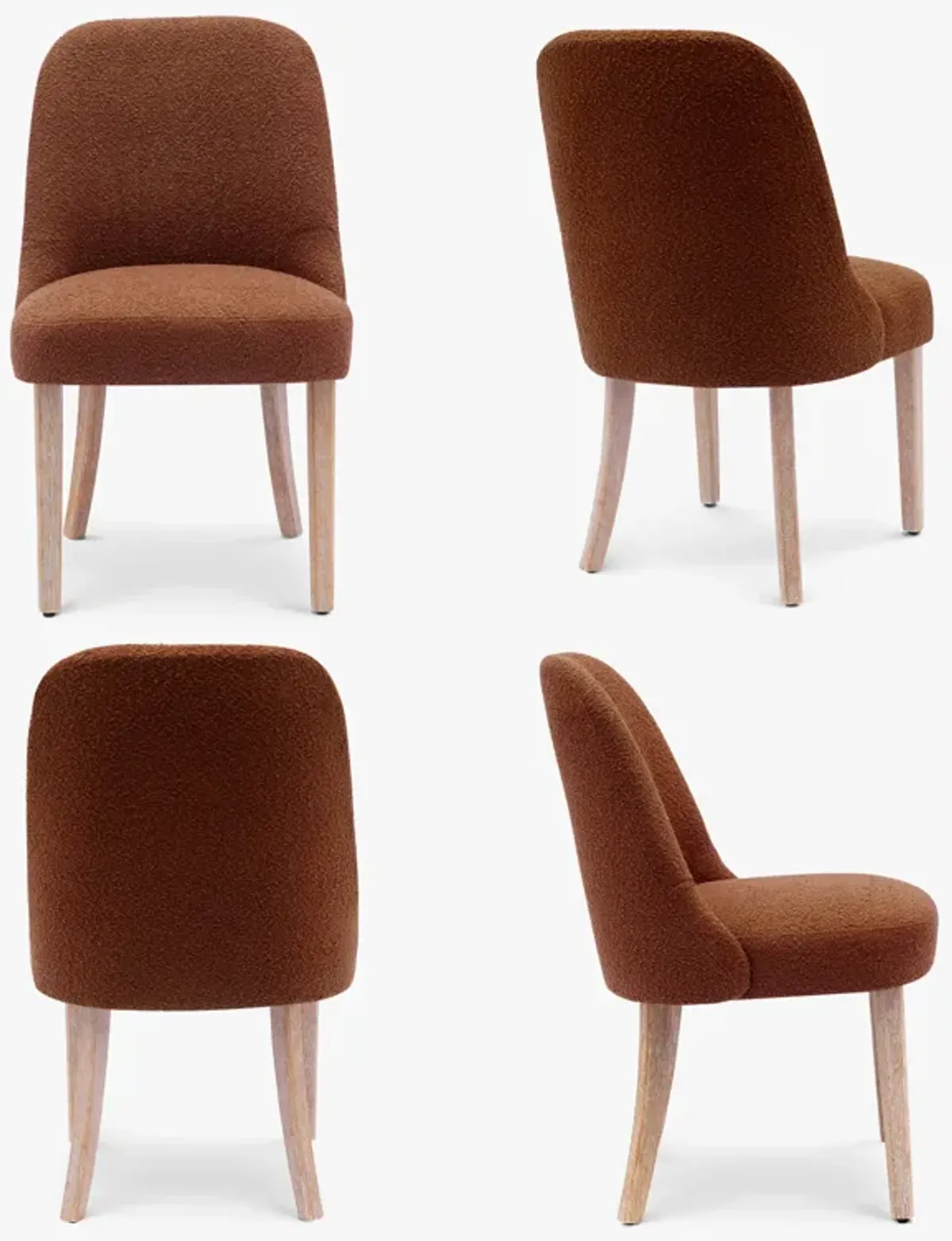 WestinTrends Mid-Century Modern Upholstered Boucle Dining Chair (Set of 4)