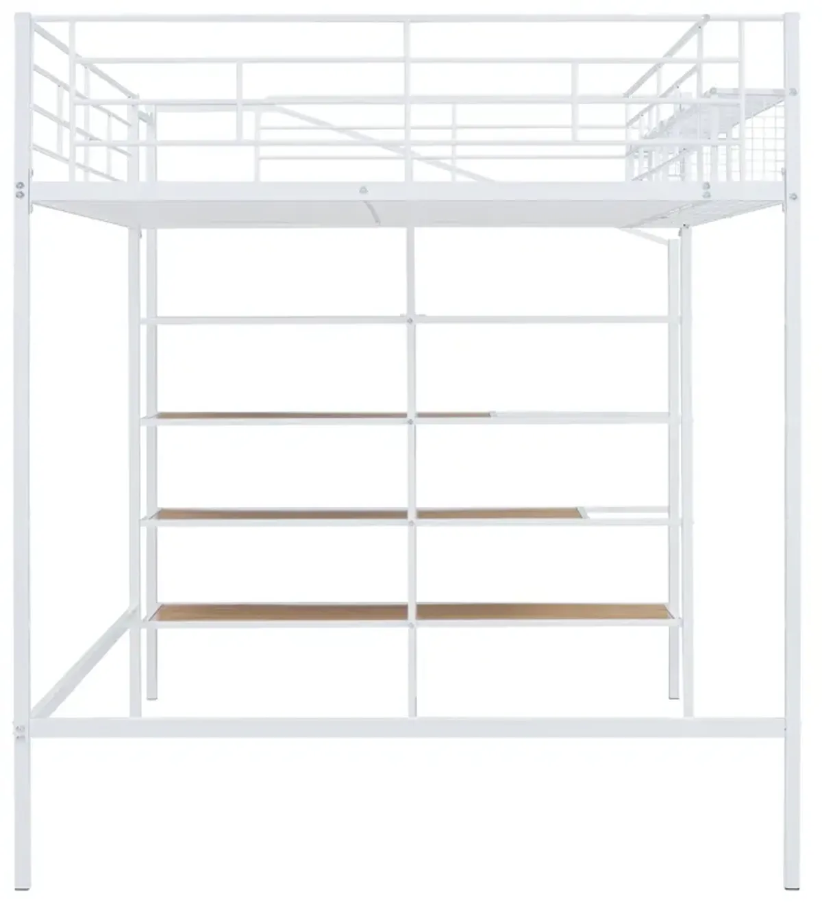 Merax Metal Loft Bed with Storage Shelves