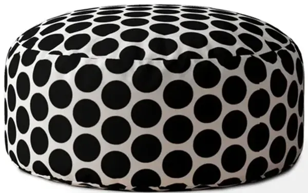 Hivvago 24" Black Cotton Round Polka Dots Pouf Ottoman