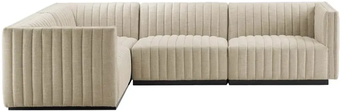 Conjure Channel Tufted Upholstered Fabric 4-Piece L-Shaped Sectional