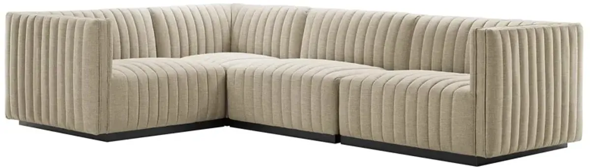 Conjure Channel Tufted Upholstered Fabric 4-Piece L-Shaped Sectional