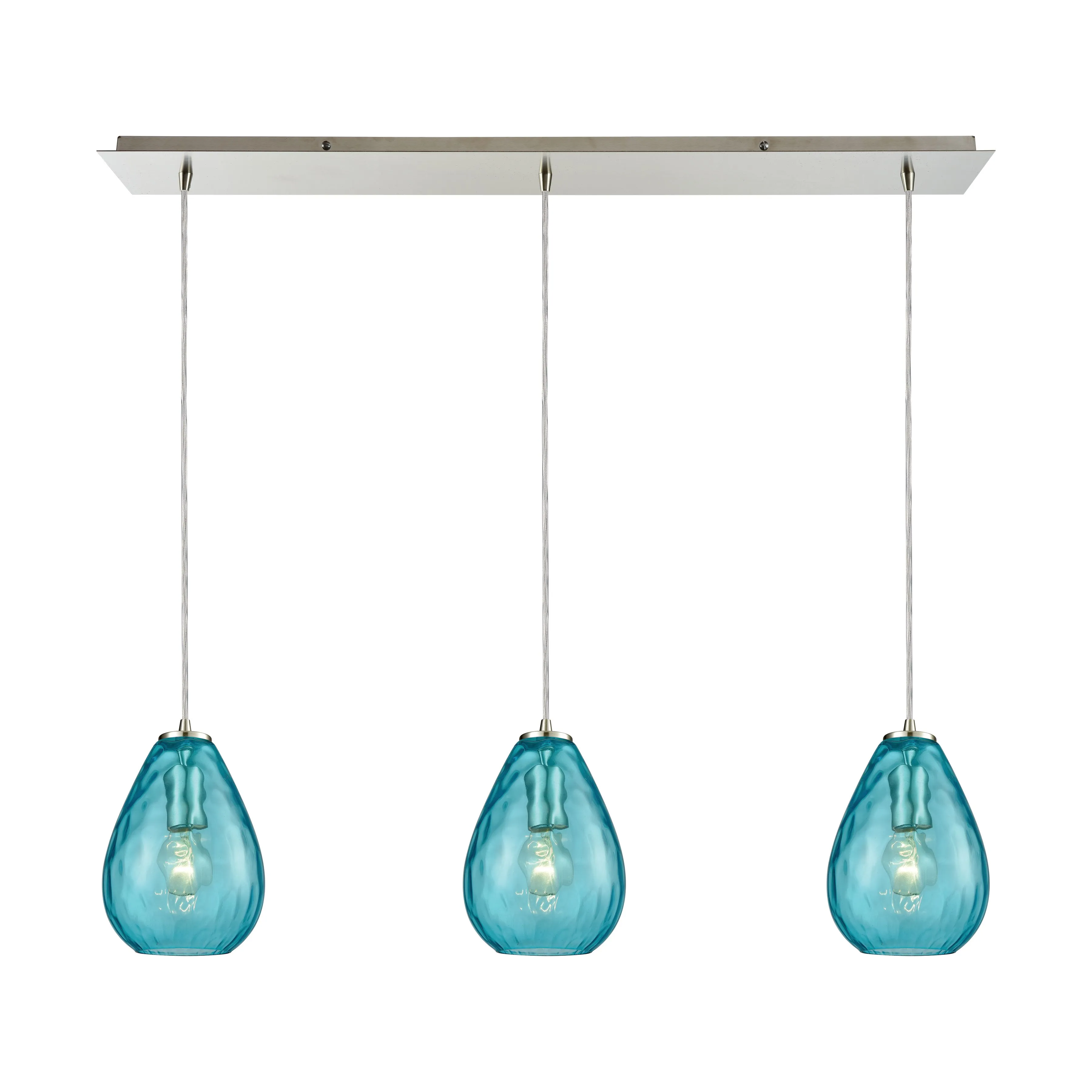 Lagoon Blue 3-Light Linear Mini Pendant