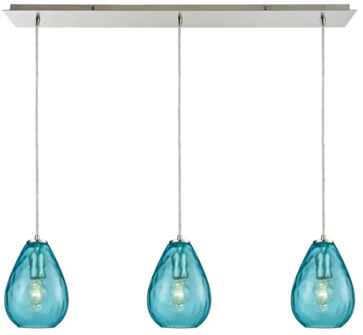 Lagoon Blue 3-Light Linear Mini Pendant