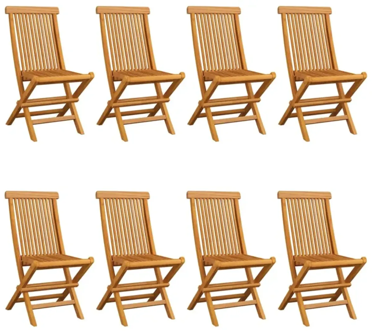 vidaXL Garden Chairs with Beige Cushions 8 pcs Solid Teak Wood