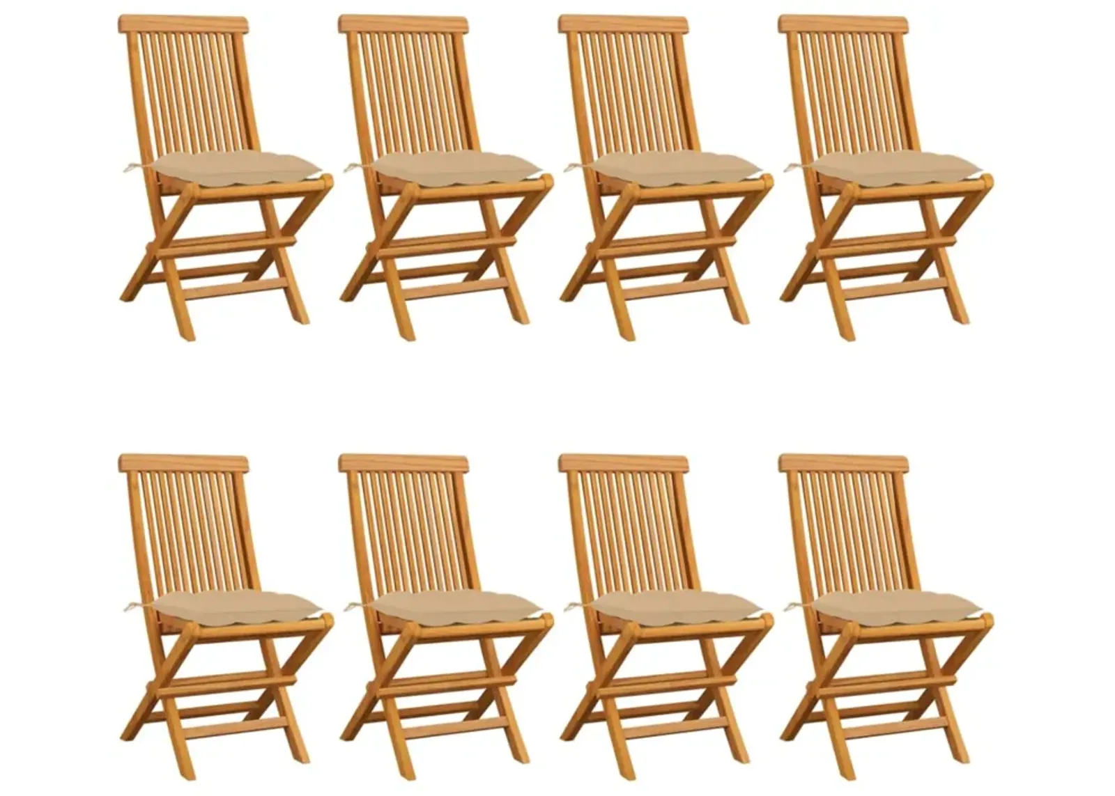 vidaXL Garden Chairs with Beige Cushions 8 pcs Solid Teak Wood