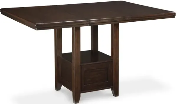 Hado Counter Height Table, 42-60 Inch Extendable Square, Dark Brown - Benzara