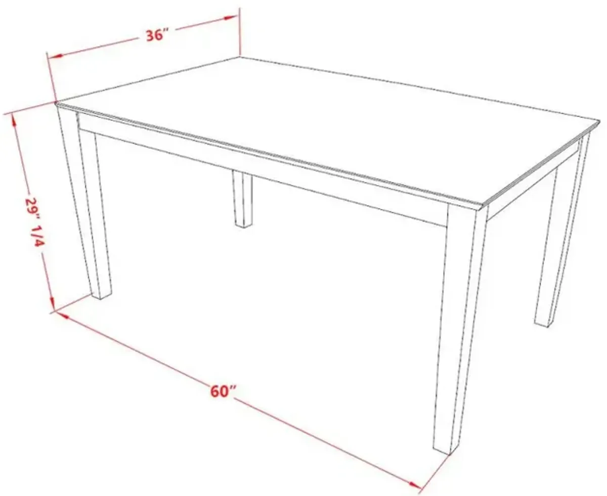 Capri  Rectangular  dining  table  36"x60"  with  solid  wood  top  In  Cappuccino  Finish